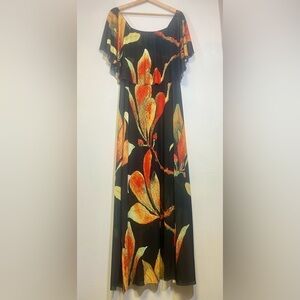Off the shoulder Bold Colors Large Flowers Print Boho Maxi Dress  
Size Medium